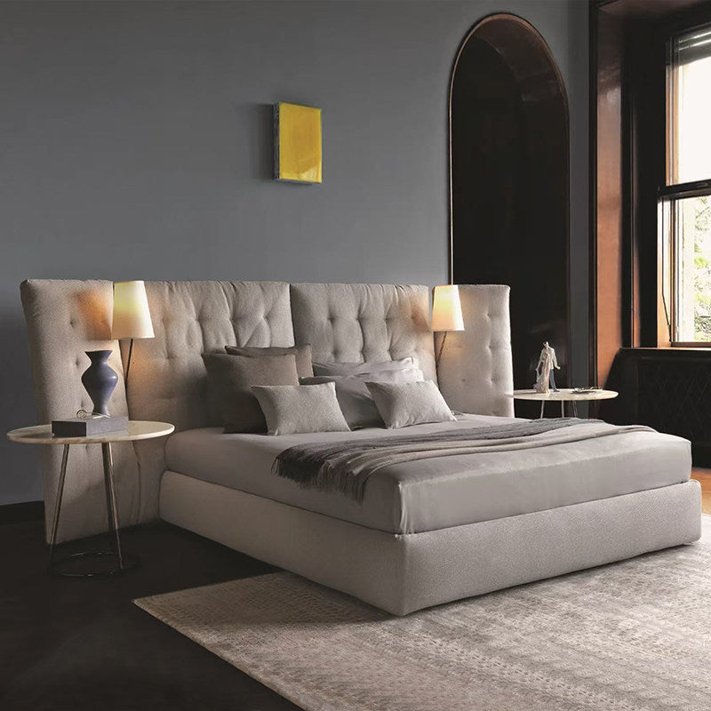 Minimalist Fabric Queen Bed Modern Wide 1.8m Double Bed