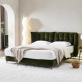Modern Chenille Fabric Bed 1.8m Double Bed Solid Wood Frame