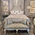 Rustic Luxury Wood Bed Frame Upholstered Queen Platform Bed