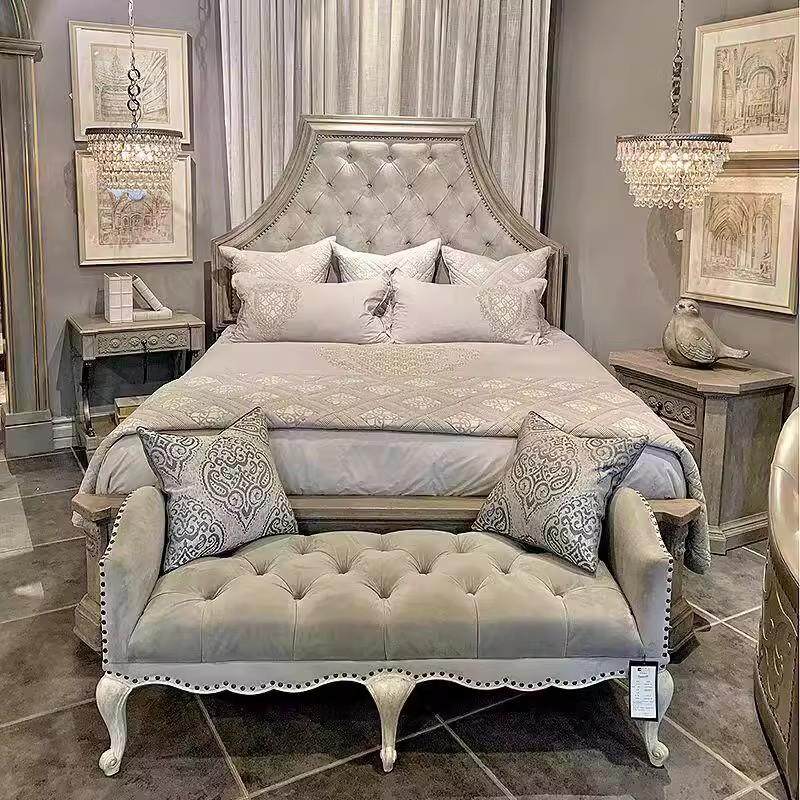 Rustic Luxury Wood Bed Frame Upholstered Queen Platform Bed