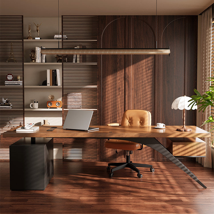 Modern Industrial Wood Executive Desk Minimalist Office Work Table
