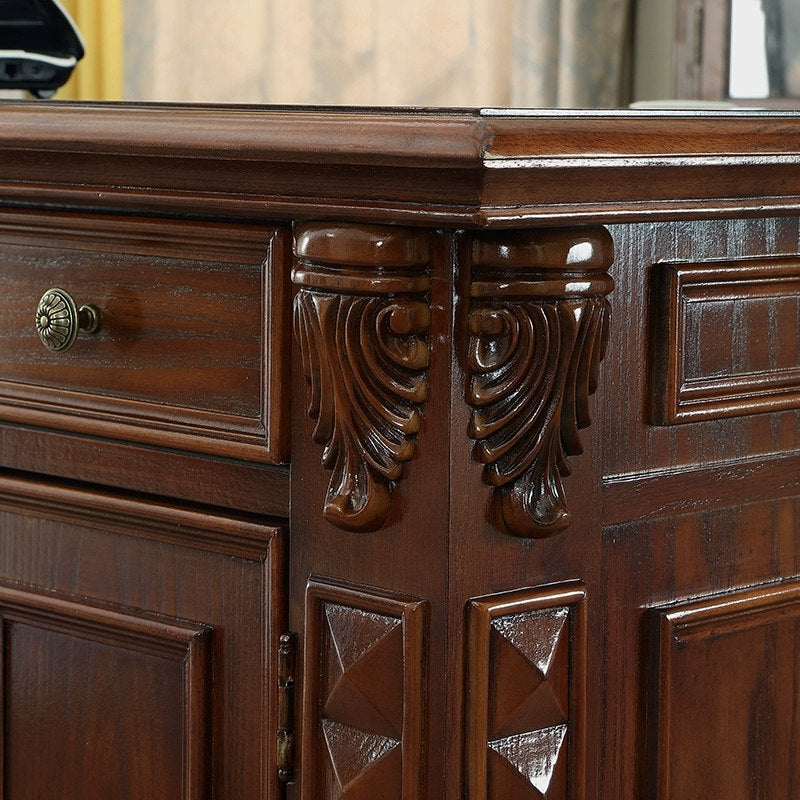 Solid Wood Executive Desk European Carved Office Work Table