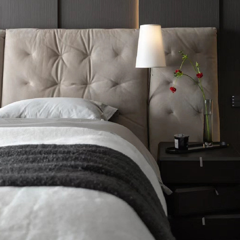 Minimalist Fabric Queen Bed Modern Wide 1.8m Double Bed