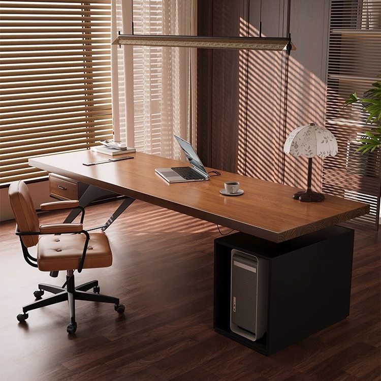 Modern Industrial Wood Executive Desk Minimalist Office Work Table