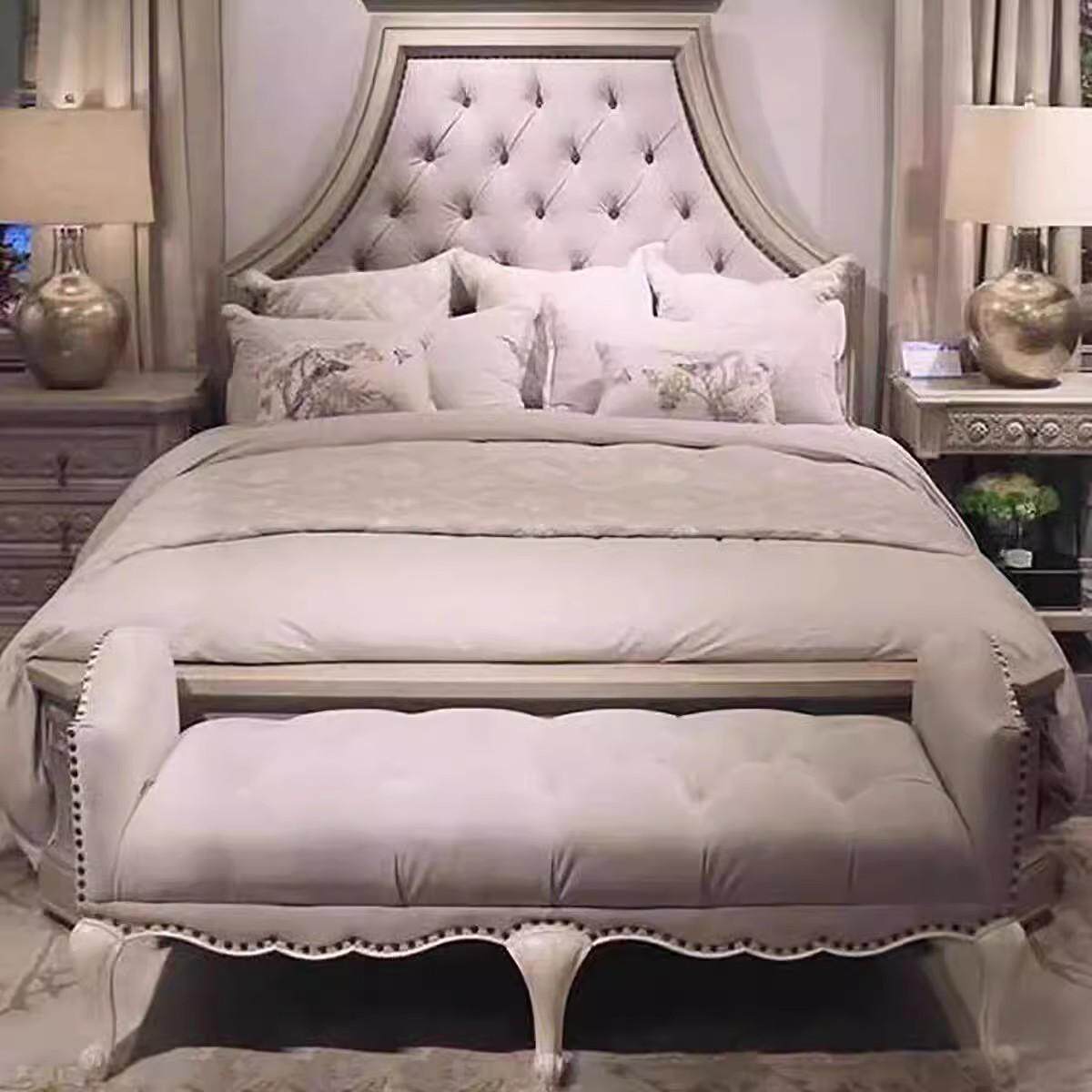 Rustic Luxury Wood Bed Frame Upholstered Queen Platform Bed