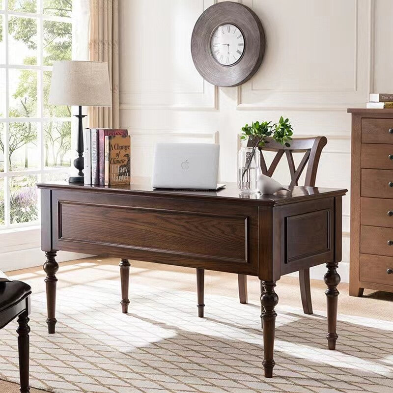 Rustic Walnut Solid Wood Desk Home Office Work Table