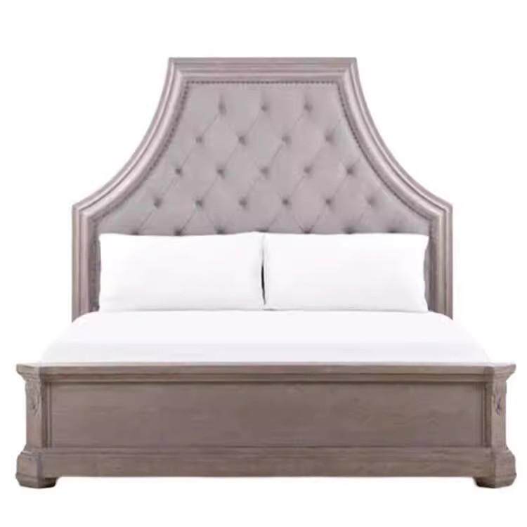 Rustic Luxury Wood Bed Frame Upholstered Queen Platform Bed