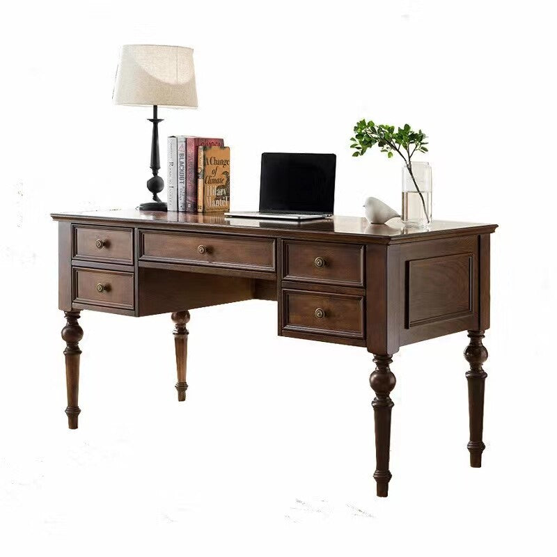 Rustic Walnut Solid Wood Desk Home Office Work Table